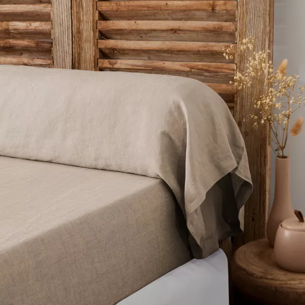 Taie de traversin lin lav� (L 185 cm) Louise Beige