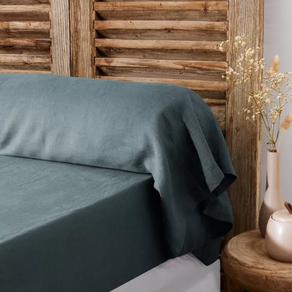 Taie de traversin lin lav� (L185 cm) Louise Gris ardoise