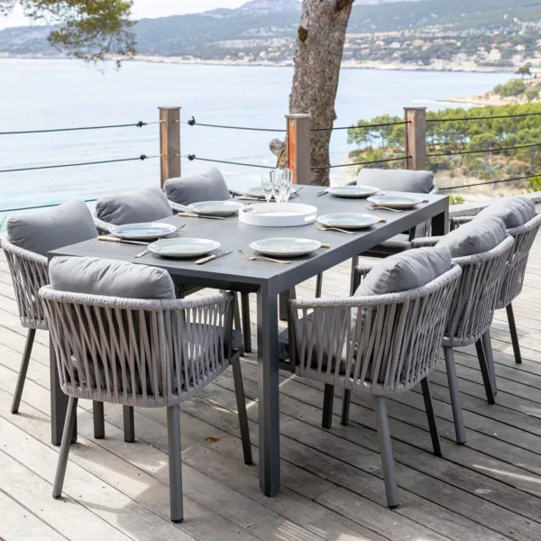 Table de jardin extensible en aluminium 10 places (180/240 x 96 cm) Amalfi  Gris anthracite