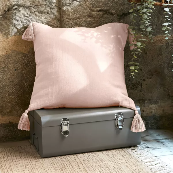 Cuscino quadrato garza di cotone (40 cm) Ga�a Rosa cipria