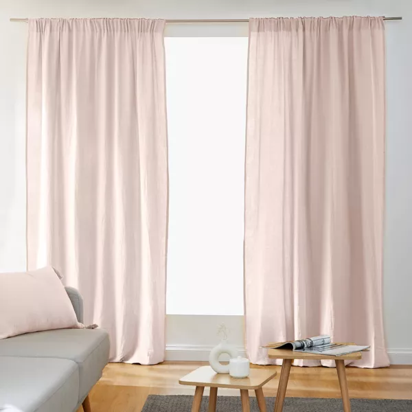 Rideau gaze de coton galon fronceur (180 x 240 cm) Ga�a Rose poudr�