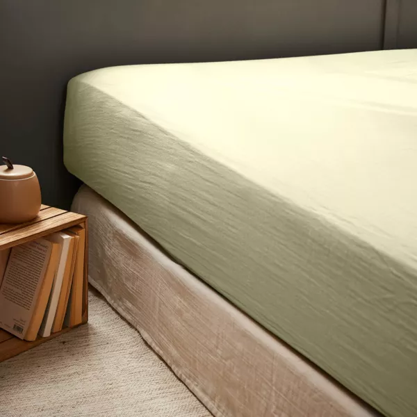 Drap housse gaze de coton (90 x 200 cm) Ga�a Vert tilleul