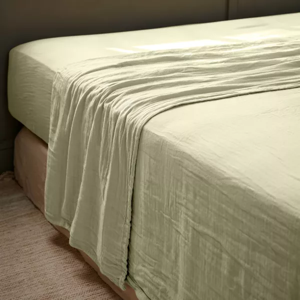 Drap plat gaze de coton (270 x 300 cm) Ga�a Vert tilleul