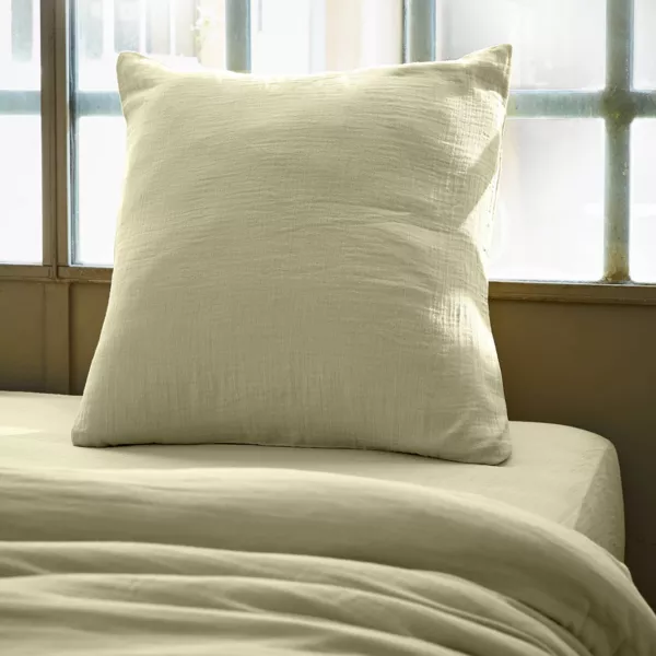 Taie d'oreiller carr�e gaze de coton (60 x 60 cm) Ga�a Vert tilleul