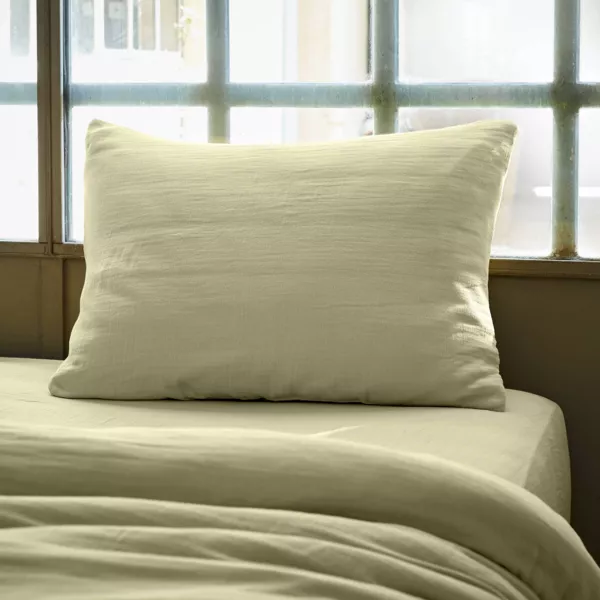 Taie d'oreiller rectangulaire gaze de coton (50 x 80 cm) Ga�a Vert tilleul