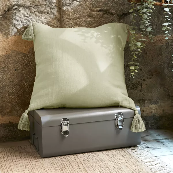 Coj�n cuadrado en gasa de algod�n (40 cm) Ga�a Verde tilo