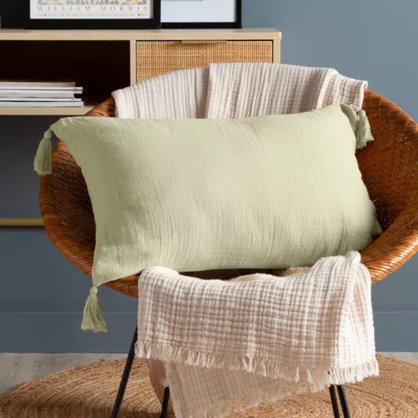 Coussin rectangulaire gaze de coton (40 x 60 cm) Ga�a Vert tilleul
