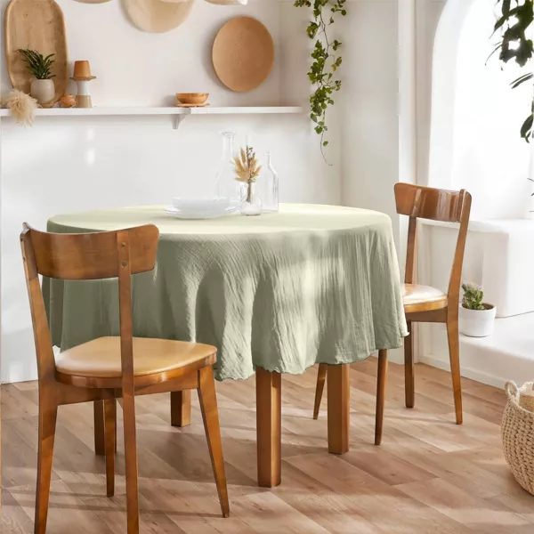 Tovaglia rotonda in cotone a rete (180 cm) Ga�a Verde tiglio