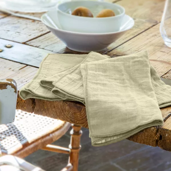 Juego de 3 servilletas de gasa de algod�n Ga�a Vert tilo