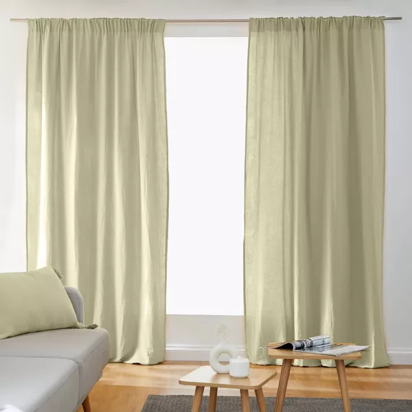 Cortina de gasa de algod�n cinta fruncidora (180 x 240 cm) Ga�a Verde tilo