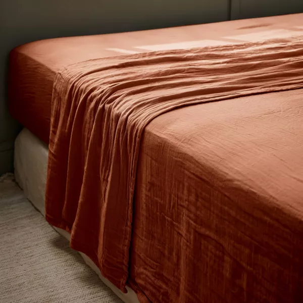 Fladt lagen i bomuldsgaze (270 x 300 cm) Ga�a Terracotta