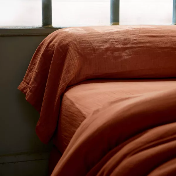 Bolster pudebetr�k i bomuldsgaze (L185 cm) Ga�a Terracotta
