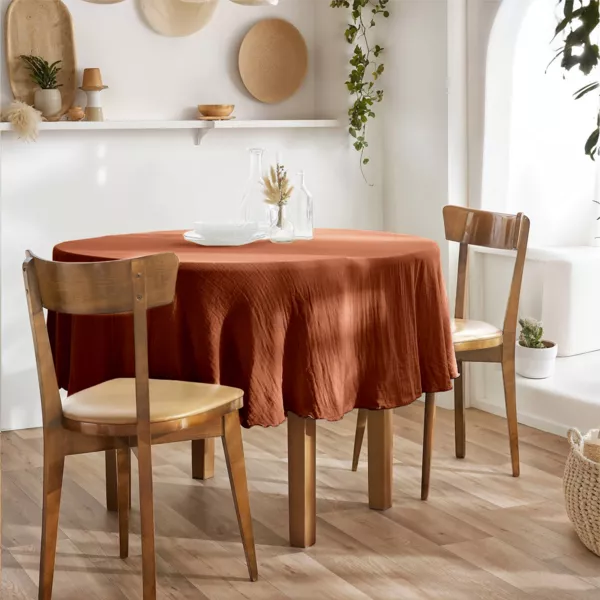 Tovaglia rotonda in garza di cotone (180 cm) Ga�a Terracotta