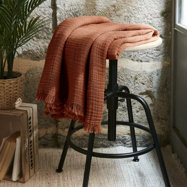 Plaid gaze de coton (130 x 160 cm) Ga�a Terracotta