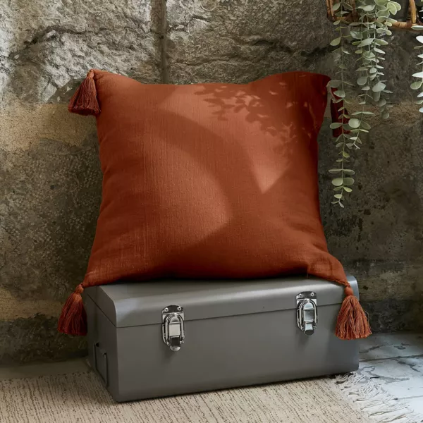 Coussin carr� gaze de coton (40 x 40 cm) Ga�a Terracotta