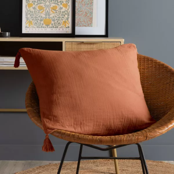Coussin carr� gaze de coton (60 x 60 cm) Ga�a Terracotta