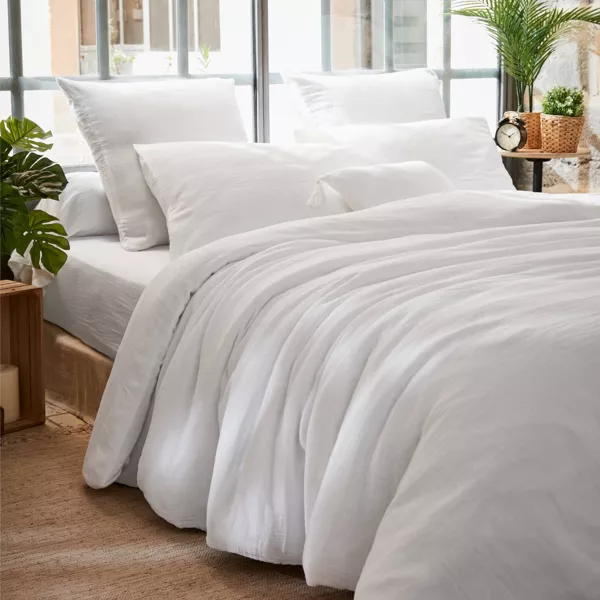 Copripiumino garza di cotone (240 x 220 cm) Gaïa Bianco chantilly