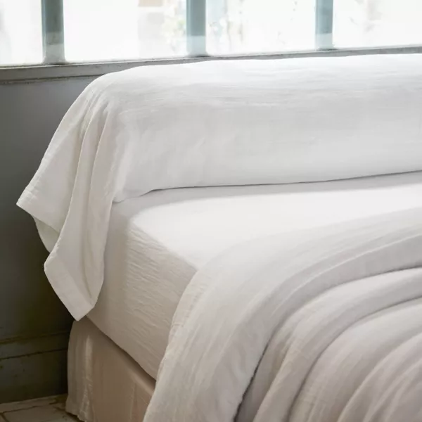 Taie de traversin gaze de coton (L185 cm) Ga�a Blanc chantilly