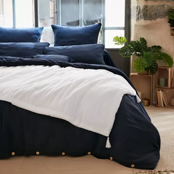 Camino de cama edred�n en gasa de algod�n (150 x 150 cm) Blanco Chantilly