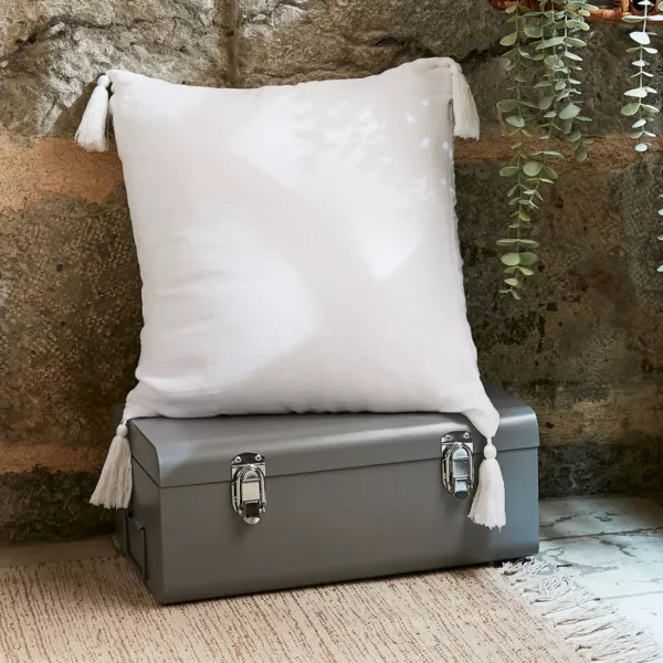 Coj�n cuadrado en gasa de algod�n (40 cm) Blanco chantilly