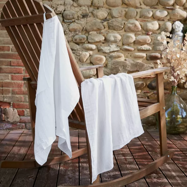 Set van 2 handdoekjes Katoengaas (50 x 70 cm) Ga�a Roomwit