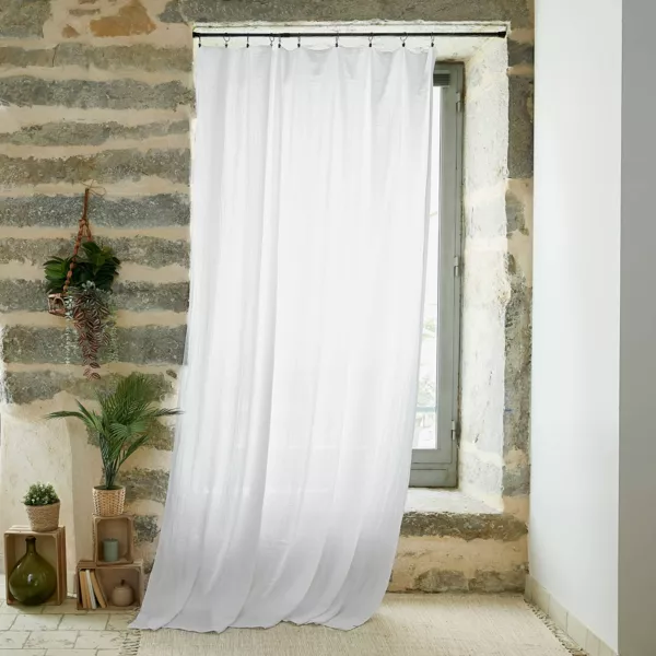 Justerbart bomuldsgardin (180 x max 300 cm) Ga�a Hvid chantilly