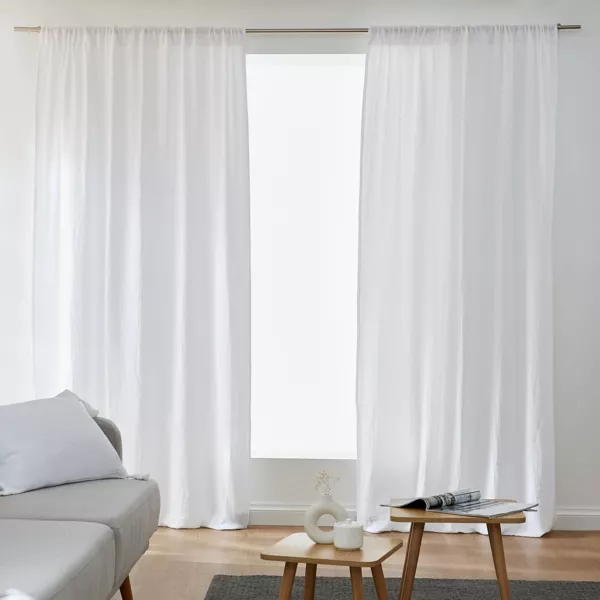 Gardin i bomuldsgaze med rynkeb�nd (140 x 240 cm) Ga�a Hvid chantilly