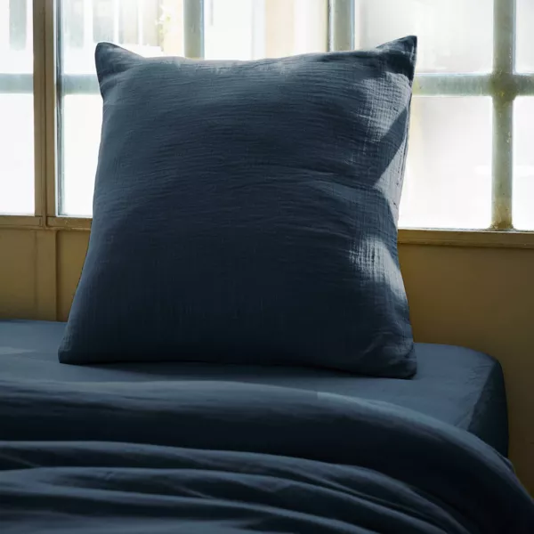 Quadratischer Musselin-Kopfkissenbezug (60 x 60 cm) Ga�a Dunkelblau