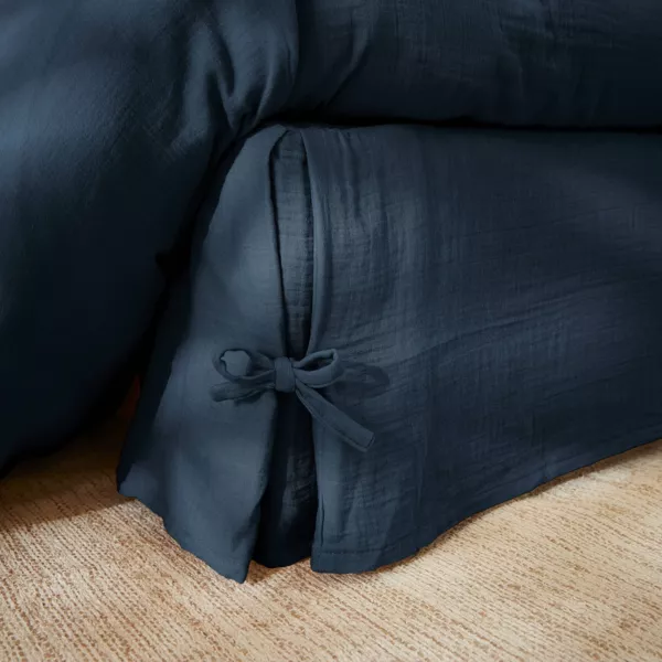 Boxspring hoes Katoengaas (160 x 200 cm) Ga�a Nachtblauw
