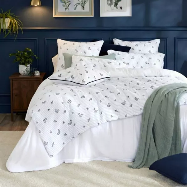 Baumwoll-Gaze Bettdecke (90 x 200 cm) Ga�a Iris Blau