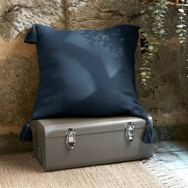 Coussin carr� gaze de coton (40 x 40 cm) Ga�a Bleu nuit