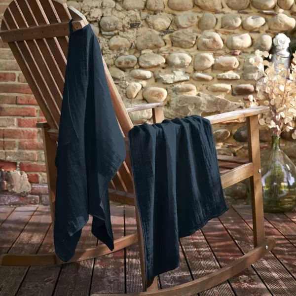 Set van 2 handdoekjes Katoengaas (50 x 70 cm) Ga�a Nachtblauw