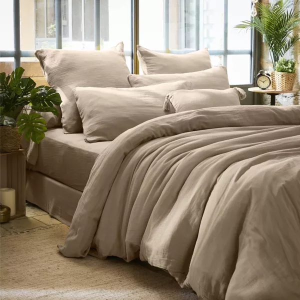 Housse de couette gaze de coton (240 x 220 cm) Ga�a Ficelle