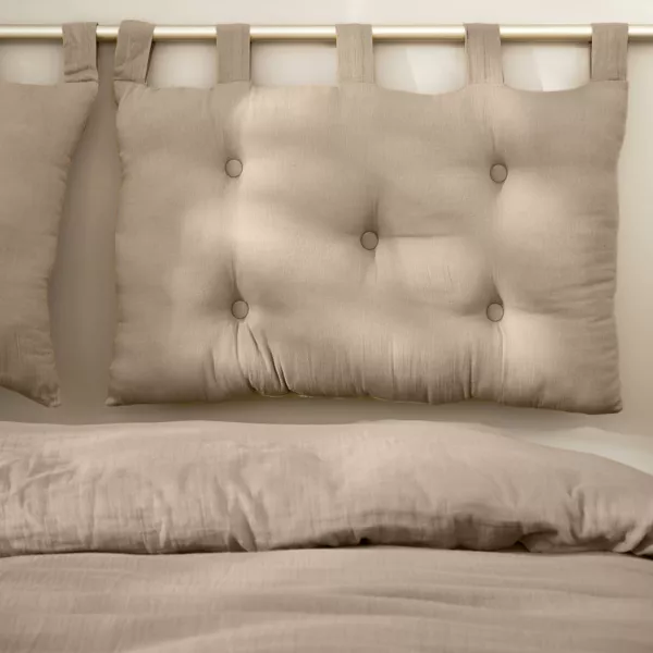 T�te de lit coussin gaze de coton (80 x 50 cm) Ga�a Ficelle