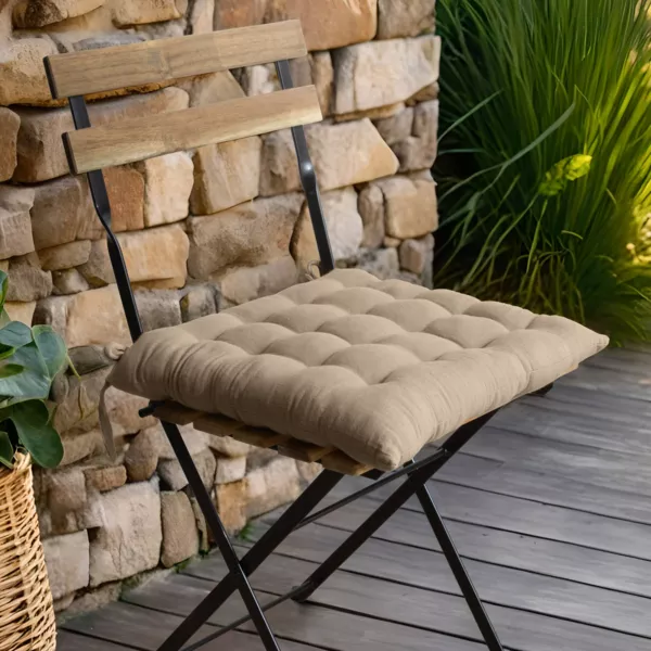 Galette de chaise carr�e gaze de coton (40 x 40 cm) Ga�a Ficelle