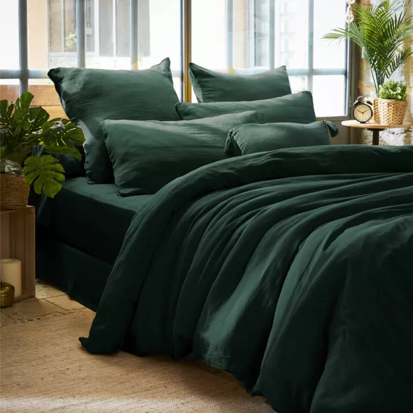 Funda de edred�n de algod�n gaseado (240 x 220 cm) Ga�a Verde Pino
