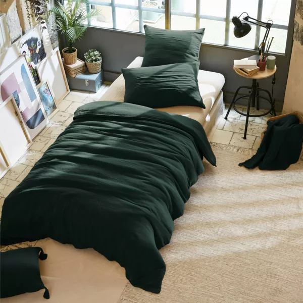 Housse de couette gaze de coton (140 x 200 cm) Ga�a Vert sapin