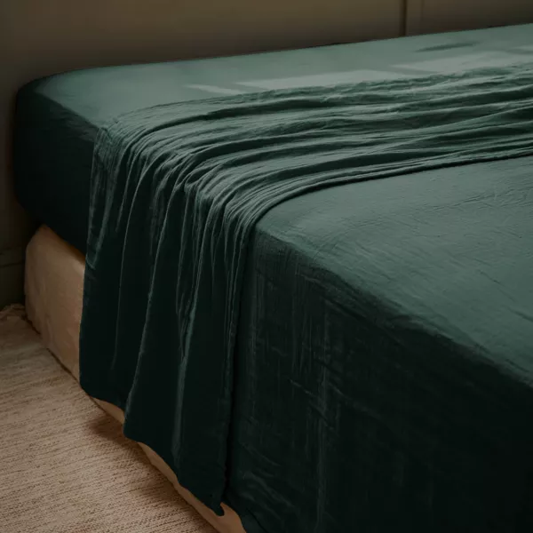 Drap plat gaze de coton (240 x 300 cm) Ga�a Vert sapin