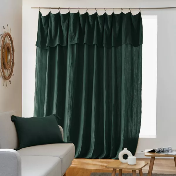 Rideau gaze de coton ajustable (280 x 300 cm) Ga�a Vert sapin