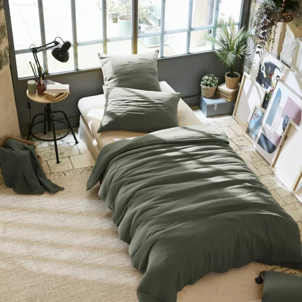 Musselin-Bettbezug (140 x 200 cm) Ga�a Rosmaringr�n