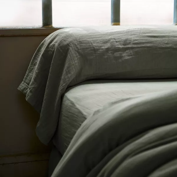 Taie de traversin gaze de coton (L185 cm) Ga�a Vert romarin