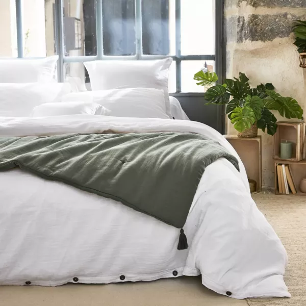 Edredon gaze de coton (150 x 150 cm) Ga�a Vert romarin
