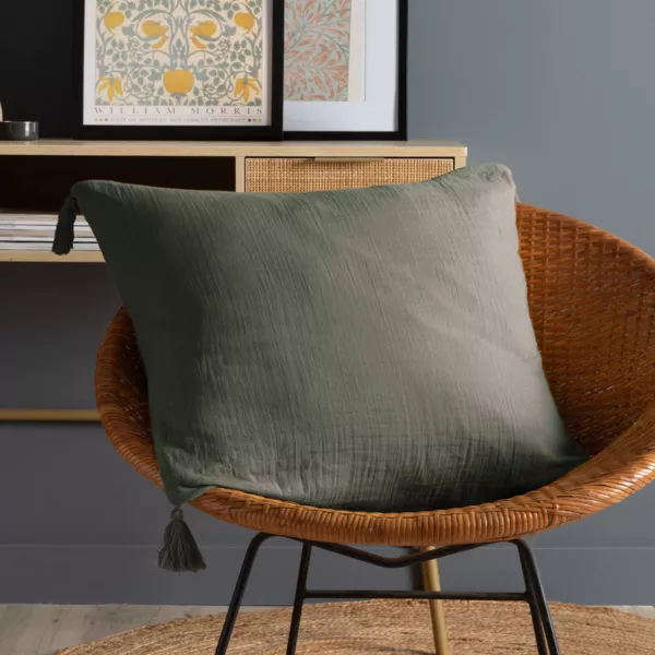 Coj�n cuadrado en gasa de algod�n (60 x 60 cm) Ga�a Verde romero