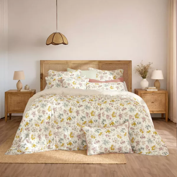 Housse de couette r�versible gaze de coton (260 x 240 cm) Ga�a aquarelle Multicolore