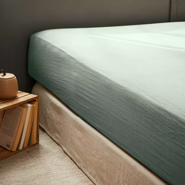 Lenzuolo con angoli garza di cotone (140 x 190 cm) Ga�a Verde eucalipto