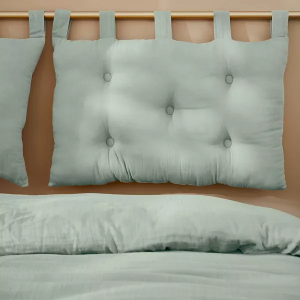 T�te de lit coussin gaze de coton (80 x 50 cm) Ga�a Vert eucalyptus