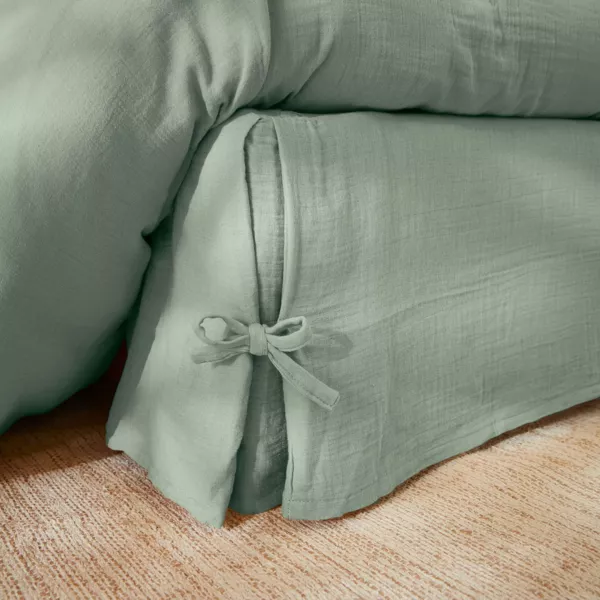 Cache-sommier Gaze de coton (90 x 190 cm) Ga�a Vert eucalyptus