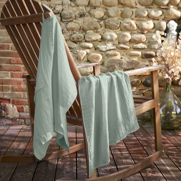 Lot de 2 essuie-mains gaze de coton (70 cm) Ga�a Vert eucalyptus