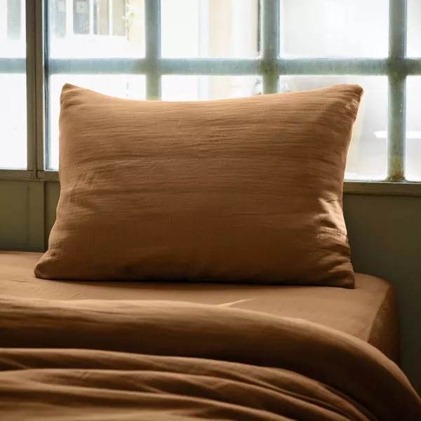 Federa rettangolare garza di cotone (L80 cm) Ga�a Camel