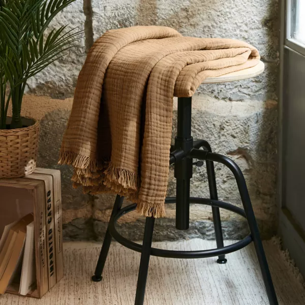 Plaid garza di cotone (160 cm) Ga�a Camel